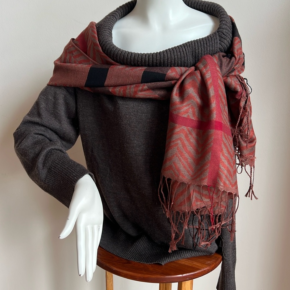 Ann Taylor wool blend sweater shrug off the shoulder style with large co…